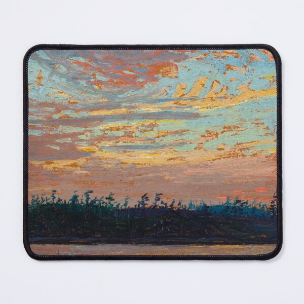 Item preview, Sunset Sky autumn northern forest nature landscape painting print by Tom Thomson designed and sold by Jéanpaul Ferro.
