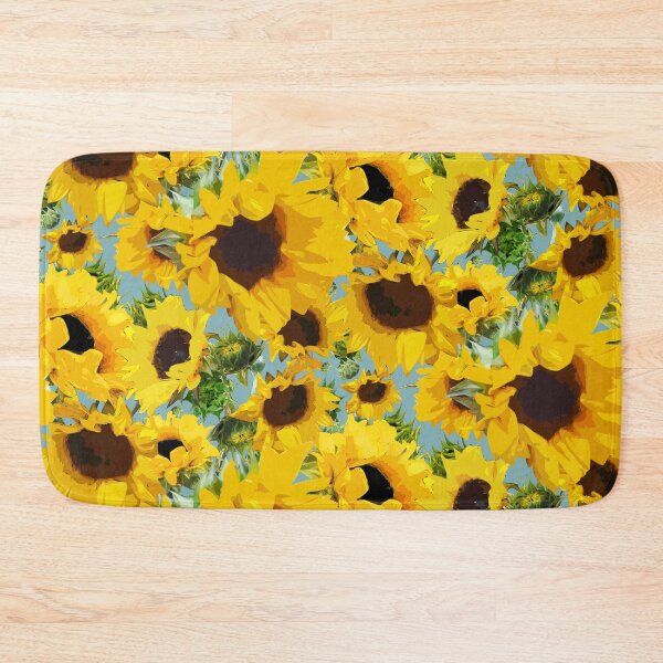 Item preview, Golden Sunflowers Halfdrop on Aqua 84b1b5 designed and sold by Art in My Loft.