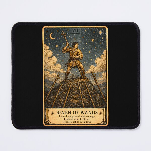 Item preview, Seven of Wands Tarot Card - Courage & Perseverance Art designed and sold by ArcanaAbsolute.