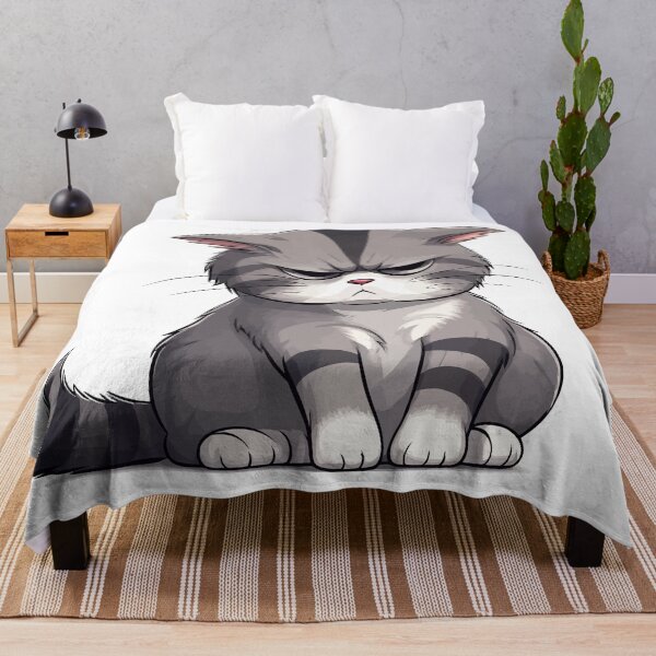 Item preview, Grumpy Grey Tabby Cat Cute Sassy Annoyed Kitten Graphic Art designed and sold by The Upside Down.