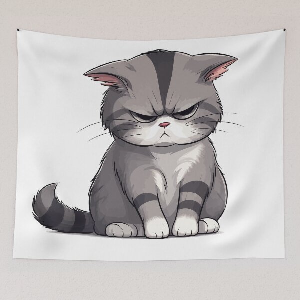 Item preview, Grumpy Grey Tabby Cat Cute Sassy Annoyed Kitten Graphic Art designed and sold by The Upside Down.
