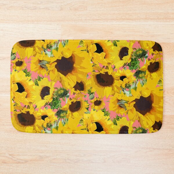 Item preview, Golden Sunflowers Halfdrop on Blush ff8080 designed and sold by Art in My Loft.