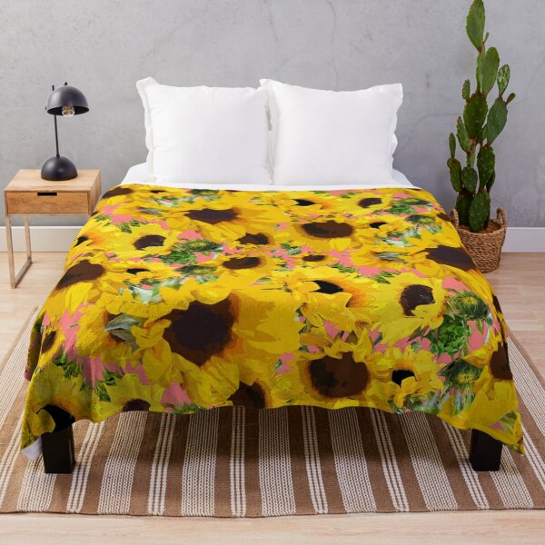 Item preview, Golden Sunflowers Halfdrop on Blush ff8080 designed and sold by Art in My Loft.