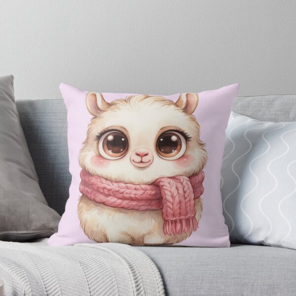 Item preview, Cute Baby Llama in Pink Scarf – Whimsical Watercolor Animal. designed and sold by SaraSumi.