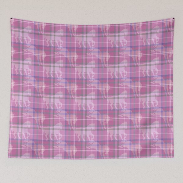 Item preview, Pink horse tartan plaid with faux twill texture designed and sold by Anne Londez Studio.