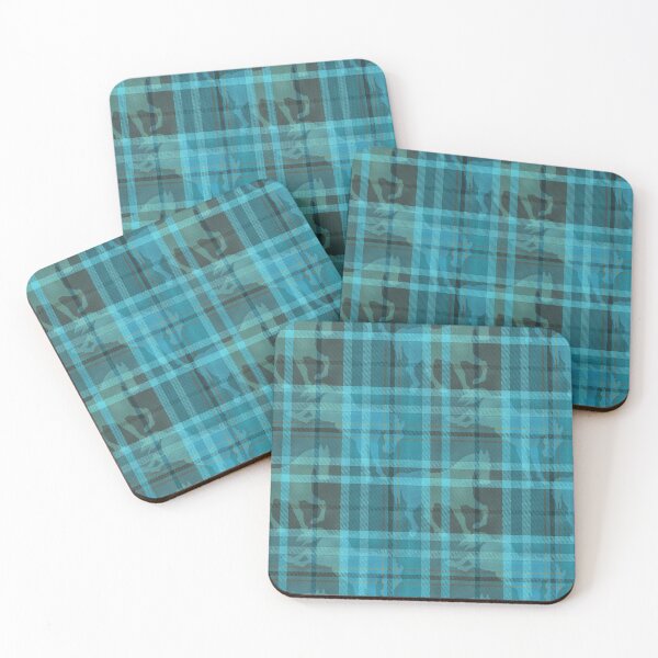 Item preview, Teal Blue horse tartan plaid with faux twill texture designed and sold by Anne Londez Studio.