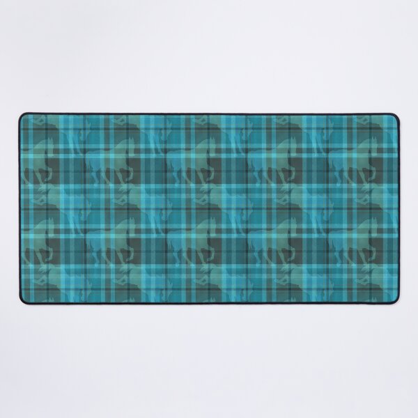 Item preview, Teal Blue horse tartan plaid with faux twill texture designed and sold by Anne Londez Studio.