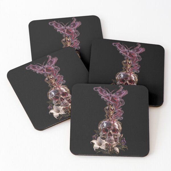 Item preview, Crystal Skull Perfume Vial with Spectral Moth – Vamp Romantic Gothic Art designed and sold by Anyshca.