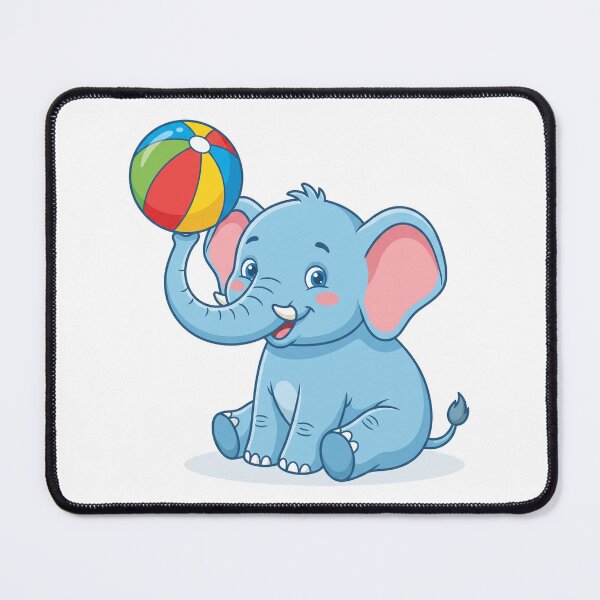 Item preview, Cute Blue Elephant Seated Vector with Colorful Beach Ball designed and sold by KaleeDesigns.