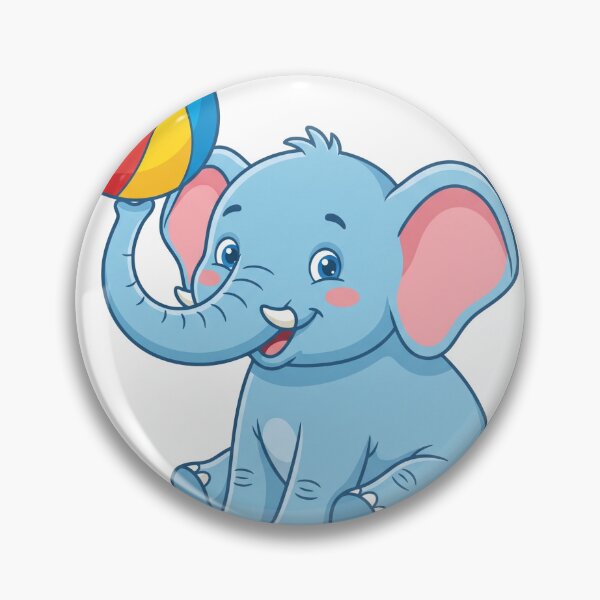 Item preview, Cute Blue Elephant Seated Vector with Colorful Beach Ball designed and sold by KaleeDesigns.