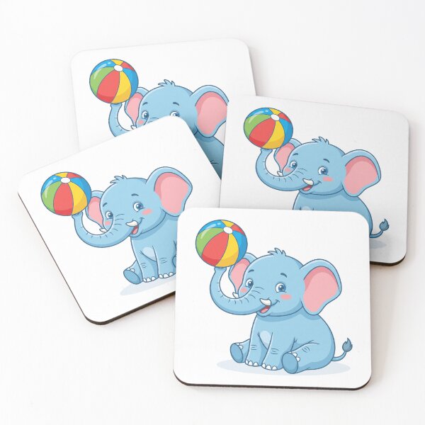 Item preview, Cute Blue Elephant Seated Vector with Colorful Beach Ball designed and sold by KaleeDesigns.
