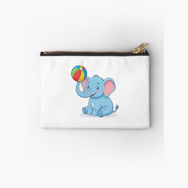 Item preview, Cute Blue Elephant Seated Vector with Colorful Beach Ball designed and sold by KaleeDesigns.