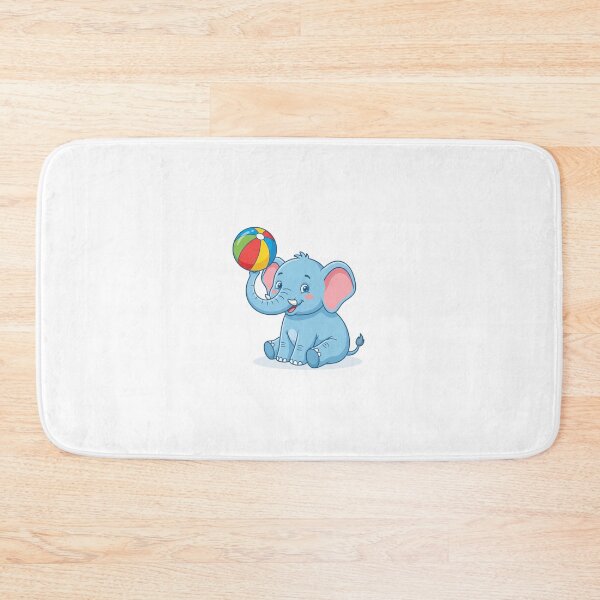 Item preview, Cute Blue Elephant Seated Vector with Colorful Beach Ball designed and sold by KaleeDesigns.