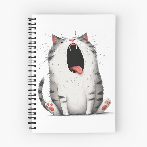 Item preview, Funny Yawning Chubby Cat Huge Yawn Tired Tabby Kitten Graphic Art designed and sold by The Upside Down.