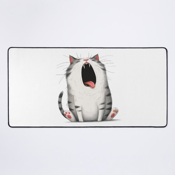 Item preview, Funny Yawning Chubby Cat Huge Yawn Tired Tabby Kitten Graphic Art designed and sold by The Upside Down.