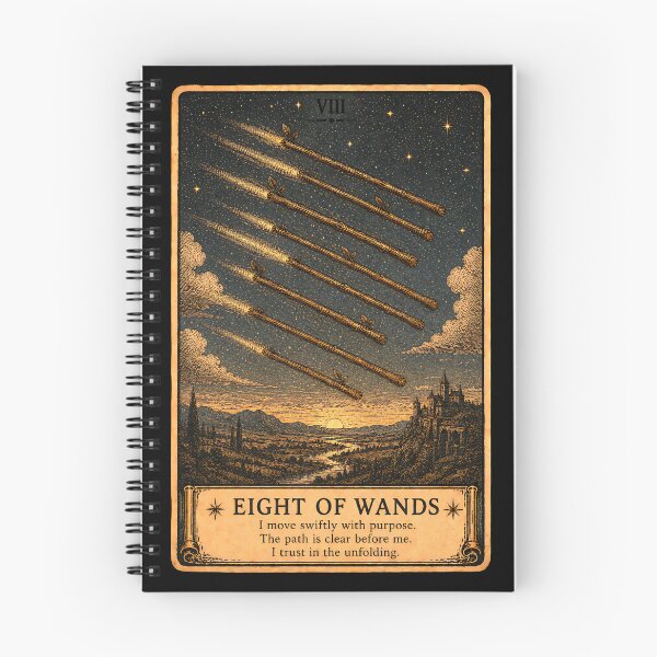 Item preview, Eight of Wands Tarot Card - Speed & Rapid Progress Illustration designed and sold by ArcanaAbsolute.