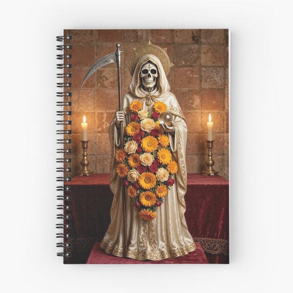 Item preview, Santa Muerte in White with Scythe and Flowers designed and sold by SweetLilith.