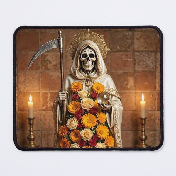 Item preview, Santa Muerte in White with Scythe and Flowers designed and sold by SweetLilith.