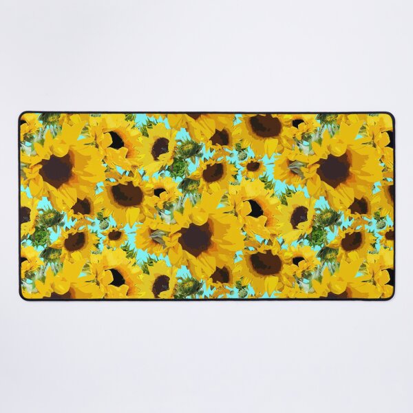 Item preview, Golden Sunflowers Halfdrop on Cyan 80ffff designed and sold by Art in My Loft.