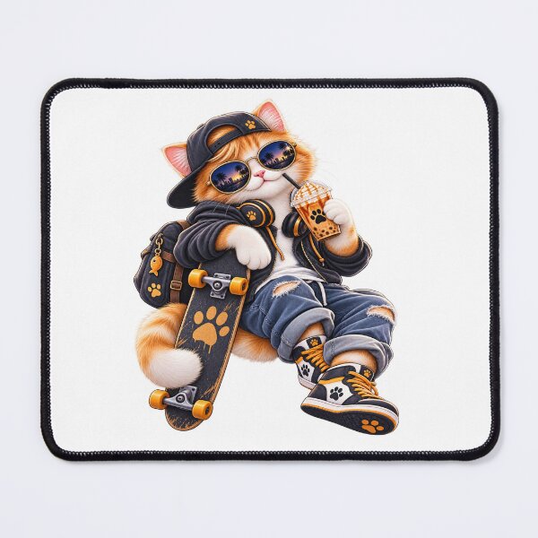 Item preview, Cool Cat Skateboarder – Streetwear Summer Vibes designed and sold by Genzfirevibes.
