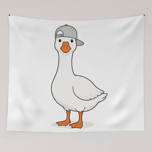 Item preview, Gustav the Goose – Cute Goose with Light Gray Cap designed and sold by LittleGinnyArt.