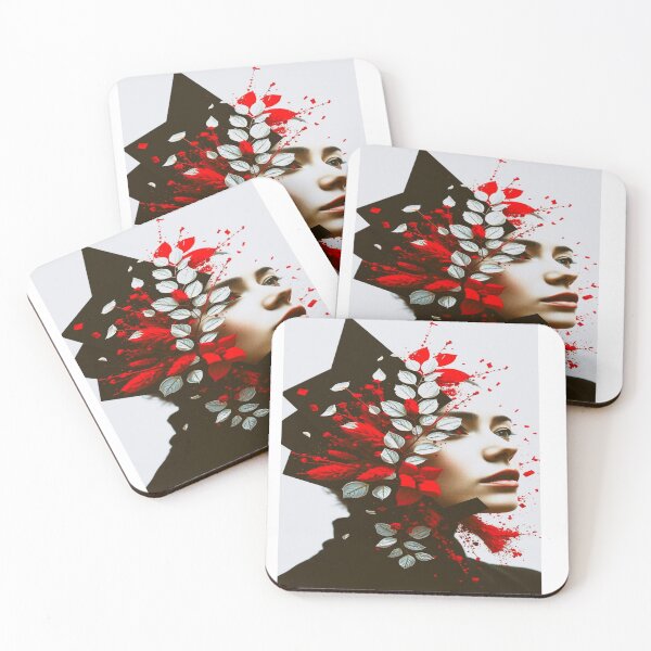 Item preview, Gothic Red Floral Woman Abstract Portrait designed and sold by Vibrant Magical Shop.