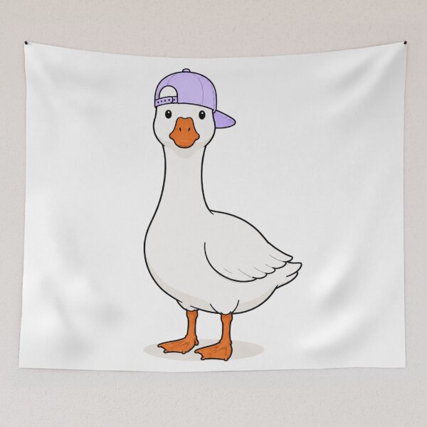 Item preview, Gustav the Goose – Cute Goose with Pastel Purple Cap designed and sold by LittleGinnyArt.