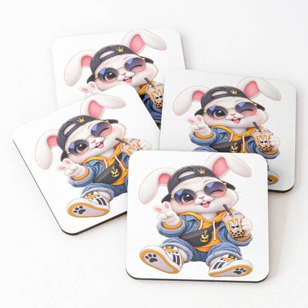 Item preview, Cute Bunny with Bubble Tea – Kawaii Streetwear Rabbit designed and sold by Genzfirevibes.
