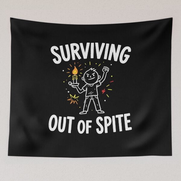 Item preview, Surviving Out Of Spite Candle Cartoon designed and sold by Mr Lee.