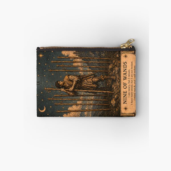 Item preview, Nine of Wands Tarot Card - Mystical Protection & Inner Strength Illustration designed and sold by ArcanaAbsolute.