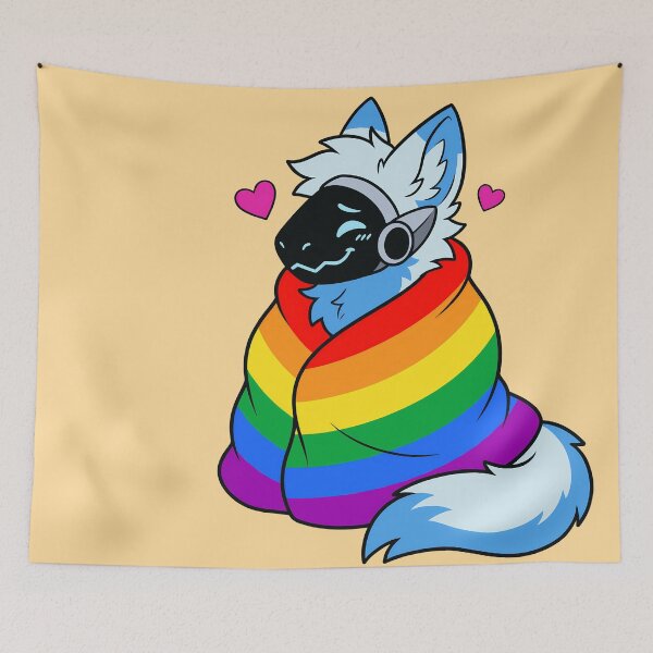 Aperçu de l'œuvre Fierté poilue et confortable Protogen LGBTQ Arc-en-ciel créée et vendue par BlueBullBazaar.