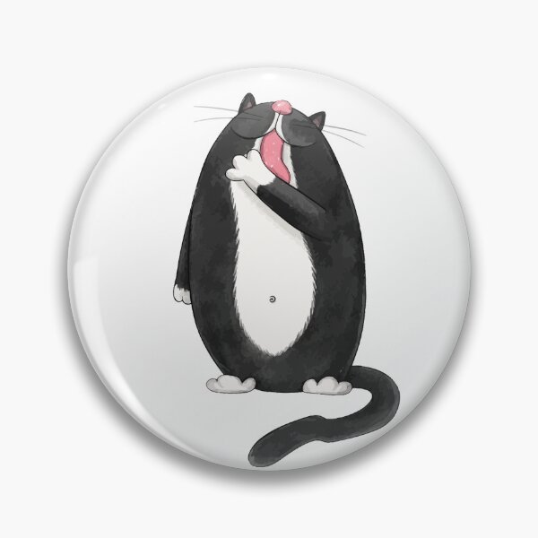 Item preview, Cute Chubby Tuxedo Cat Washing Paw Licking Grooming Graphic Art designed and sold by The Upside Down.