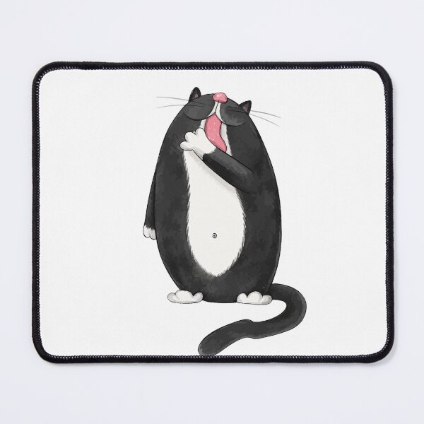 Item preview, Cute Chubby Tuxedo Cat Washing Paw Licking Grooming Graphic Art designed and sold by The Upside Down.