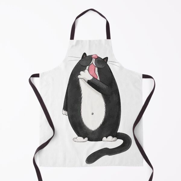 Item preview, Cute Chubby Tuxedo Cat Washing Paw Licking Grooming Graphic Art designed and sold by The Upside Down.