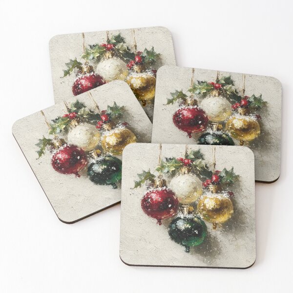 Item preview, Vintage Impasto Christmas Ornaments Oil Painting designed and sold by colorful-white.