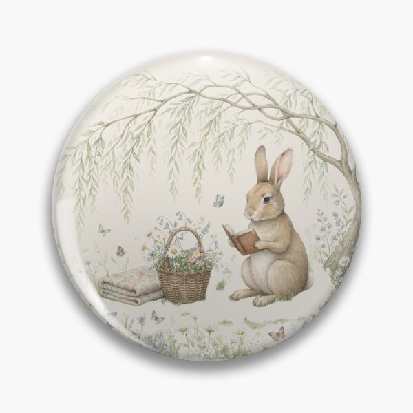 Item preview, Bookish Rabbit Reading Willow Cottagecore Art designed and sold by CalmCapy Co.