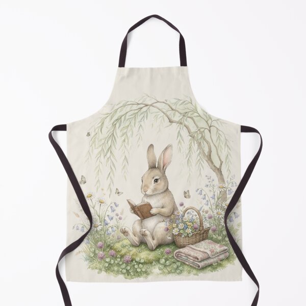 Item preview, Bookish Rabbit Reading Willow Cottagecore Art designed and sold by CalmCapy Co.
