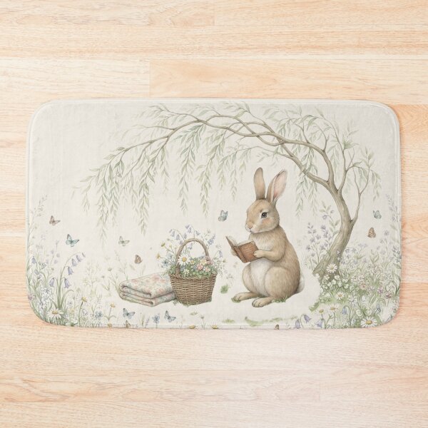 Item preview, Bookish Rabbit Reading Willow Cottagecore Art designed and sold by CalmCapy Co.