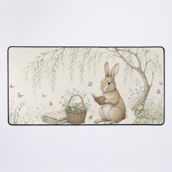 Item preview, Bookish Rabbit Reading Willow Cottagecore Art designed and sold by CalmCapy Co.
