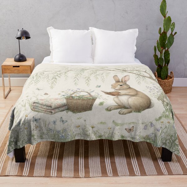 Item preview, Bookish Rabbit Reading Willow Cottagecore Art designed and sold by CalmCapy Co.