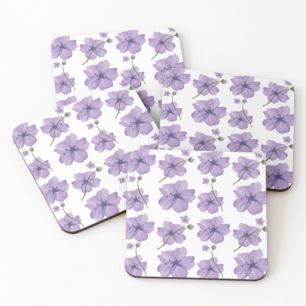 Item preview, pattern purple flowers on white background designed and sold by Zhanna LL.