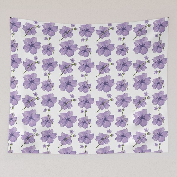 Item preview, pattern purple flowers on white background designed and sold by Zhanna LL.