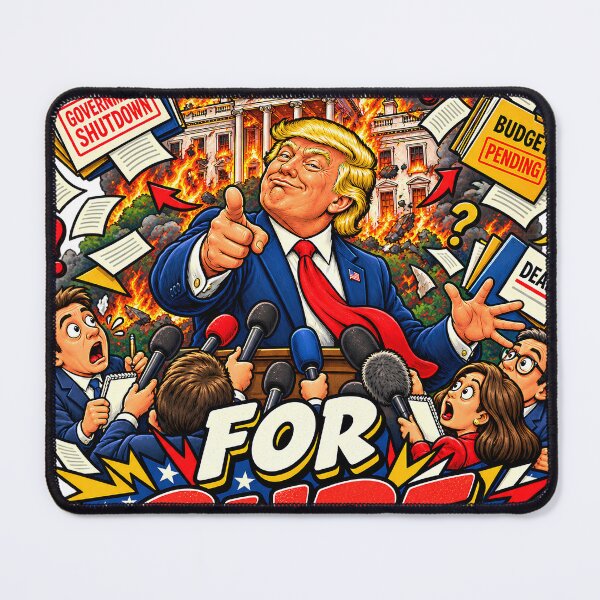 Item preview, Trump Government Shutdown Burning White House Satire designed and sold by Retro Whiskers.