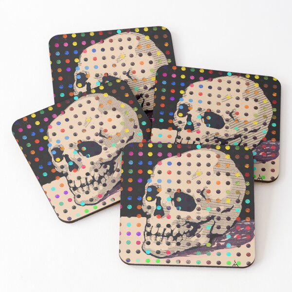 Item preview, Vibrant Dotted Skull in Polka Dots – Neon Pop Art designed and sold by MikZviagin.