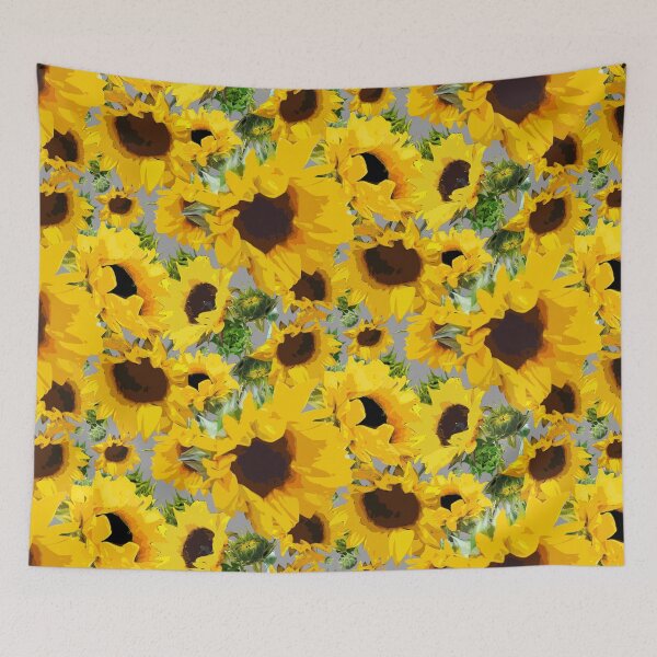 Item preview, Golden Sunflowers Halfdrop on Grey a0a0a0 designed and sold by Art in My Loft.