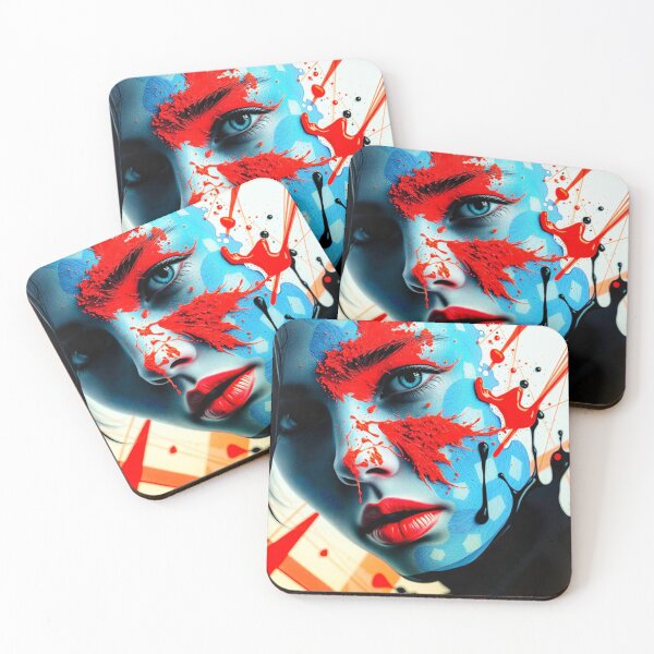 Item preview, Blue & Red Abstract Portrait – Bold Color Pop Art Face designed and sold by Vibrant Magical Shop.