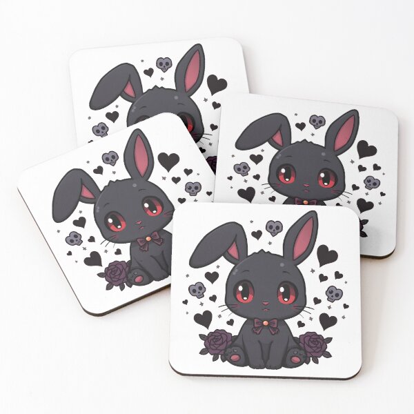 Item preview, Dark Gothic Bunny with Red Eyes & Black Roses | Cute Emo Goth Rabbit designed and sold by dreamz-world.