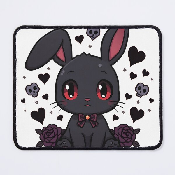 Item preview, Dark Gothic Bunny with Red Eyes & Black Roses | Cute Emo Goth Rabbit designed and sold by dreamz-world.