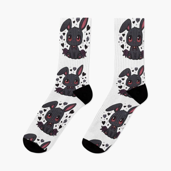 Item preview, Dark Gothic Bunny with Red Eyes & Black Roses | Cute Emo Goth Rabbit designed and sold by dreamz-world.