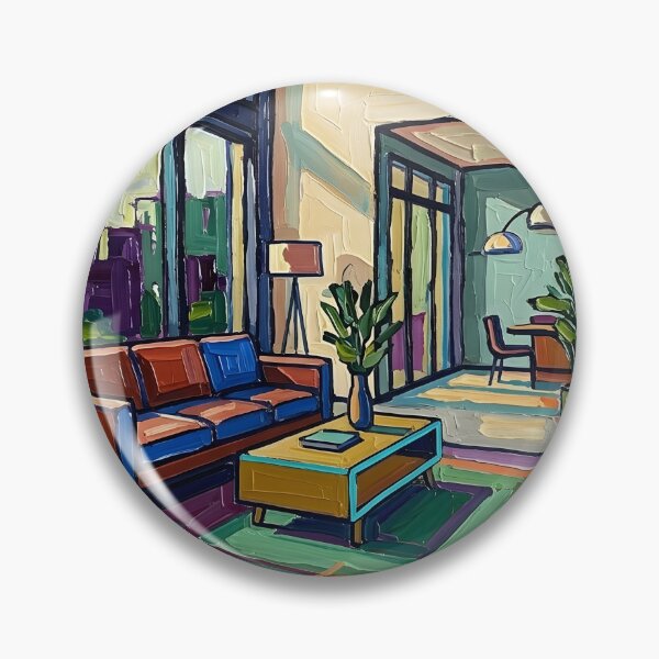 Item preview, Abstract Impasto Living Room Interior Canvas Print | Modern Expressionist Architecture Wall Art | Vivid Home Interior Poster | Heavy Brushstroke Fine Art Print designed and sold by SergioMiklos.